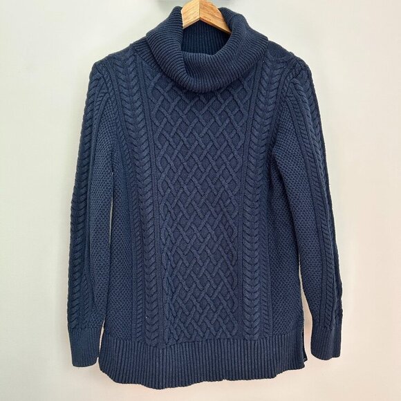 Banana Republic Sweaters - Banana Republic Navy Blue Cable Knit Women's Turtleneck Sweater - Small